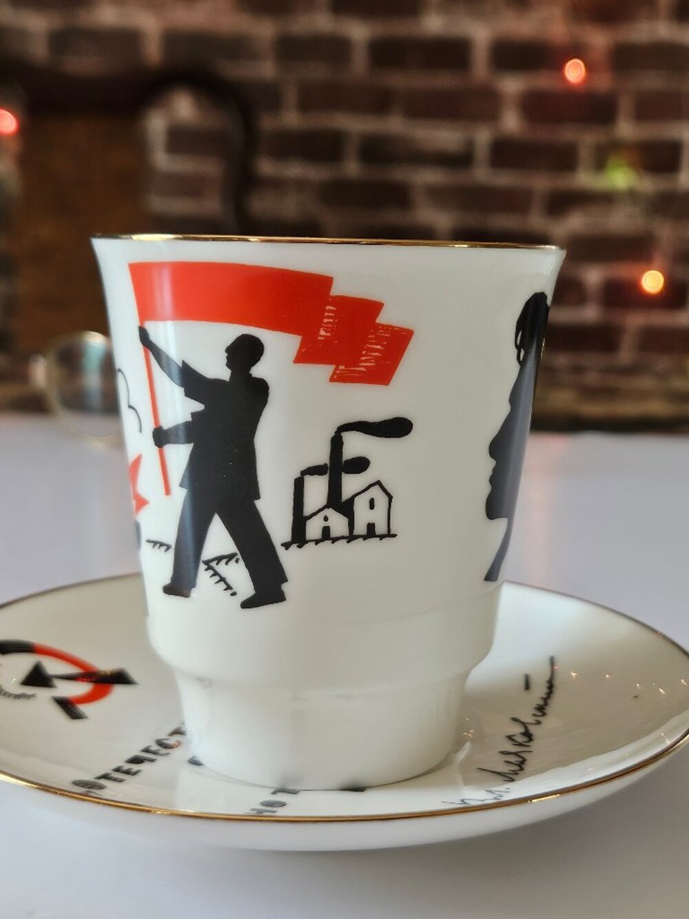 Imperial Porcelain St. Petersburg - Mayakovsky Avant-Garde Teacup & Saucer Duo